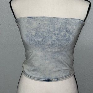 Blue Acid Wash Silence + Noise Urban Outfitters Bandeau Summer Top Size Medium